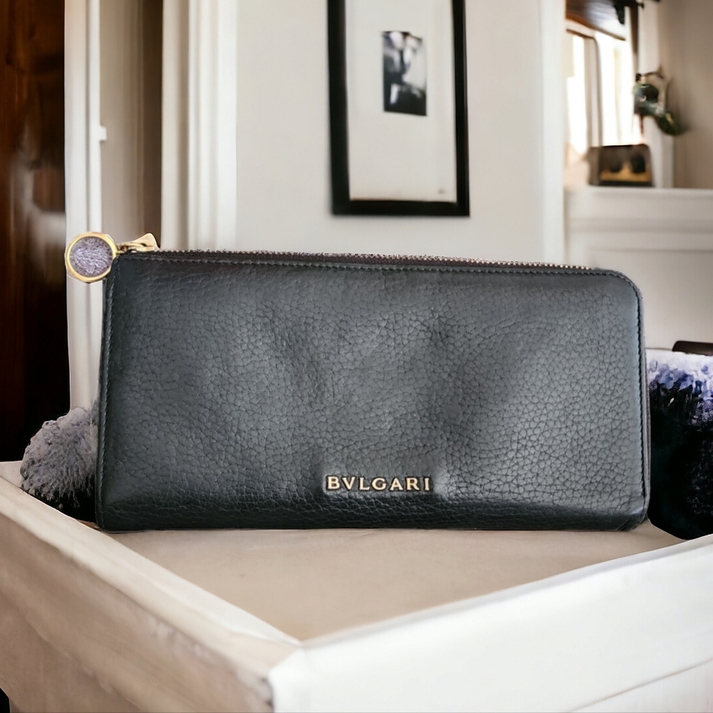 Bvlgari Black 3/4 Zip Wallet